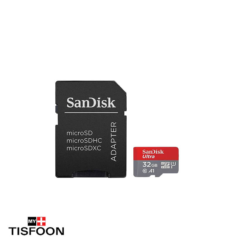 کارت حافظه microSDHC سن دیسک مدل Ultra کلاس ۱۰ استاندارد UHS-I سرعت 100MBps ظرفیت ۳۲ گیگابایت به همراه آداپتور SD